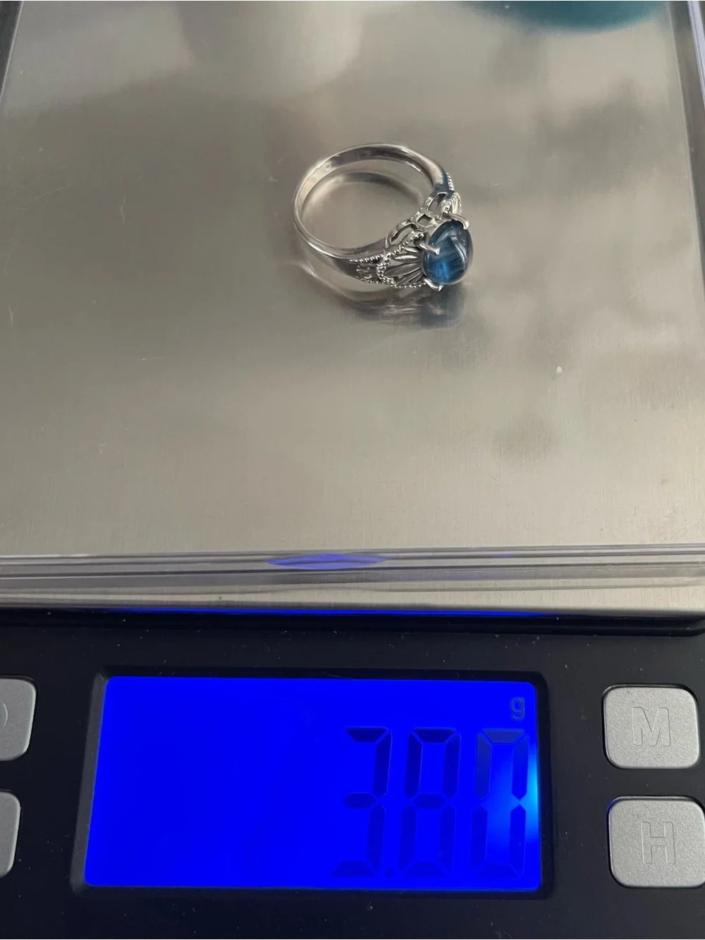 Vintage estate natural blue kyanite .925 sterling silver ring size 8.  3.8 grams
